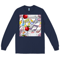 Navy music class seamless pattern Long Sleeve Tee - BundleAndBundleShop