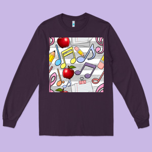 Music Class Seamless Pattern Long Sleeve Tee Designed By Bundleandbundleshop