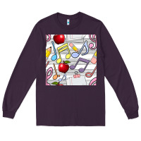 Plum music class seamless pattern Long Sleeve Tee - BundleAndBundleShop