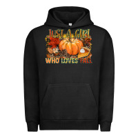 Pigment Black Just a girl who loves Fall Urban Hoodie - NancyCooperArtShop