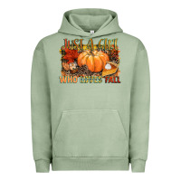 Pigment Oil Green Just a girl who loves Fall Urban Hoodie - NancyCooperArtShop