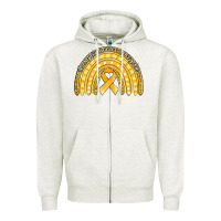 Oatmeal Heather childhood cancer awareness rainbow (1) Zipper Hoodie - Jasminsmagicworld