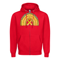 Red childhood cancer awareness rainbow (1) Zipper Hoodie - Jasminsmagicworld