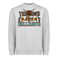 Heather Grey yeehaws and hellnaws Heavyweight Sweatshirt - CowhideDigitalArt
