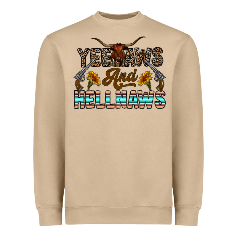 Yeehaws And Hellnaws Heavyweight Sweatshirt by CowhideDigitalArt | Teevron