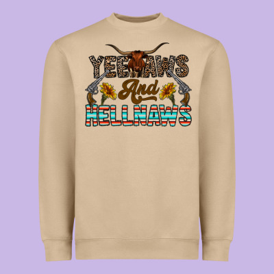 Yeehaws And Hellnaws Heavyweight Sweatshirt Designed By Cowhidedigitalart