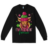 Black i'm freakin freezin pink christmas long haired cow Long Sleeve Tee - Jasminsmagicworld