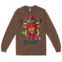 Chestnut i'm freakin freezin pink christmas long haired cow Long Sleeve Tee - Jasminsmagicworld