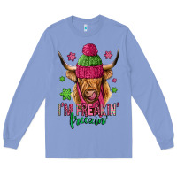 Colony Blue i'm freakin freezin pink christmas long haired cow Long Sleeve Tee - Jasminsmagicworld