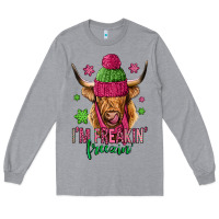 Heather Grey i'm freakin freezin pink christmas long haired cow Long Sleeve Tee - Jasminsmagicworld