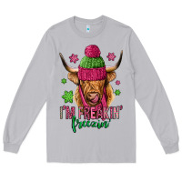 Moon Dust i'm freakin freezin pink christmas long haired cow Long Sleeve Tee - Jasminsmagicworld