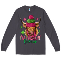 Smoke i'm freakin freezin pink christmas long haired cow Long Sleeve Tee - Jasminsmagicworld