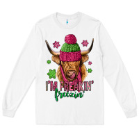 White i'm freakin freezin pink christmas long haired cow Long Sleeve Tee - Jasminsmagicworld