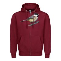 Burgundy Black Capped Chickadee Zipper Hoodie - LillyAllenDesigns