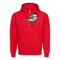Red Black Capped Chickadee Zipper Hoodie - LillyAllenDesigns