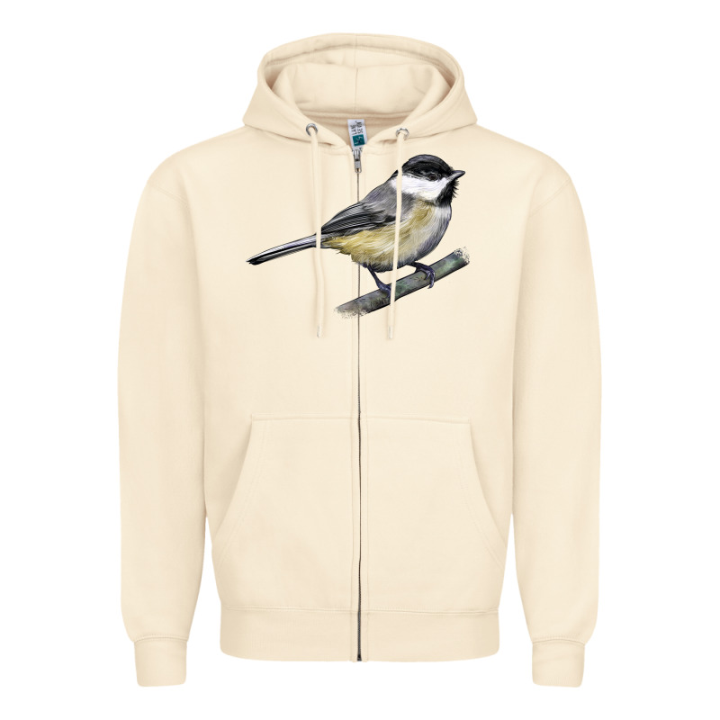 Black Capped Chickadee Zipper Hoodie by LillyAllenDesigns | Teevron
