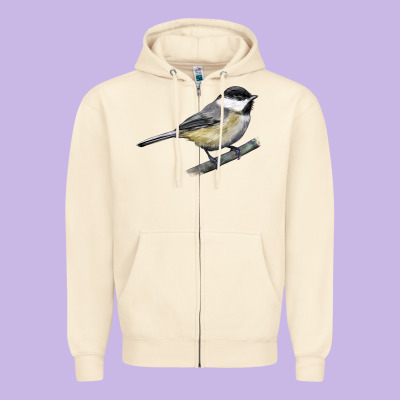 Black Capped Chickadee Zipper Hoodie Designed By Lillyallendesigns