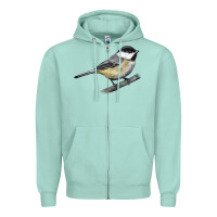 Seafoam Black Capped Chickadee Zipper Hoodie - LillyAllenDesigns