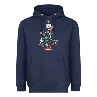 Navy nurse christmas tree Heavyweight Hoodie - MaliasSmallBusiness