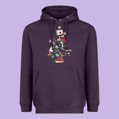 Nurse Christmas Tree Heavyweight Hoodie Designed By Maliassmallbusiness