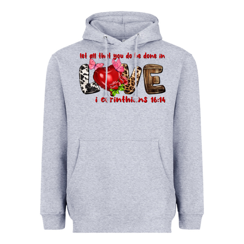 Let All That You Do Be Done In Love I Corinthians Heavyweight Hoodie by NancyCooperArtShop | Teevron