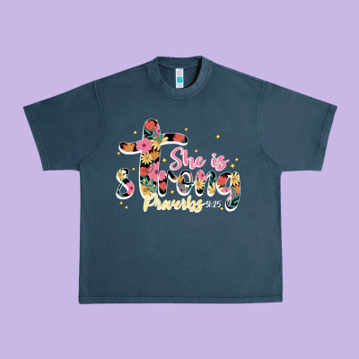 She Is Strong Proverbs 31 25 Urban Heavy Tee Designed By Jahusdesignshop