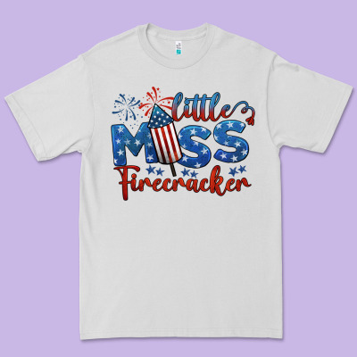 Little Miss Firecracker 4th Of July Premium Tee Designed By Barkaloodesign