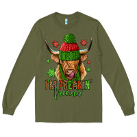 Army Green i'm freakin freezin christmas long haired cow Long Sleeve Tee - Jasminsmagicworld