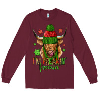 Burgundy i'm freakin freezin christmas long haired cow Long Sleeve Tee - Jasminsmagicworld