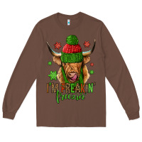 Chestnut i'm freakin freezin christmas long haired cow Long Sleeve Tee - Jasminsmagicworld