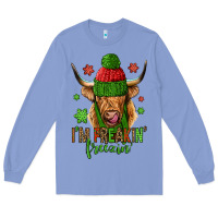 Colony Blue i'm freakin freezin christmas long haired cow Long Sleeve Tee - Jasminsmagicworld