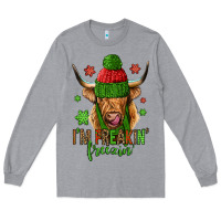 Heather Grey i'm freakin freezin christmas long haired cow Long Sleeve Tee - Jasminsmagicworld