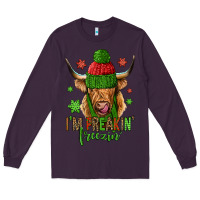 Plum i'm freakin freezin christmas long haired cow Long Sleeve Tee - Jasminsmagicworld