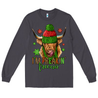 Smoke i'm freakin freezin christmas long haired cow Long Sleeve Tee - Jasminsmagicworld