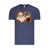 Vintage Denim santa and hot cocoa cup Vintage Tee - FaDigitalArtStudio