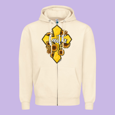Faith Childhood Cancer Zipper Hoodie Designed By Jasminsmagicworld