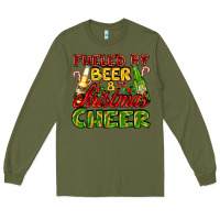 Army Green fueled by beer and christmas cheer with beer bottles Long Sleeve Tee - AdoDesignShop