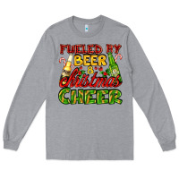 Heather Grey fueled by beer and christmas cheer with beer bottles Long Sleeve Tee - AdoDesignShop