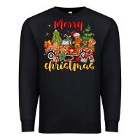 Black merry christmas gingerbread truck Premium Sweatshirt - MaliasSmallBusiness