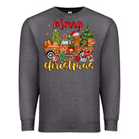 Charcoal Heather merry christmas gingerbread truck Premium Sweatshirt - MaliasSmallBusiness