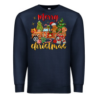 Navy merry christmas gingerbread truck Premium Sweatshirt - MaliasSmallBusiness