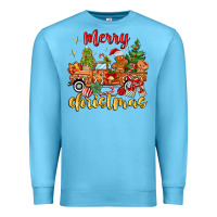 Ocean Blue merry christmas gingerbread truck Premium Sweatshirt - MaliasSmallBusiness