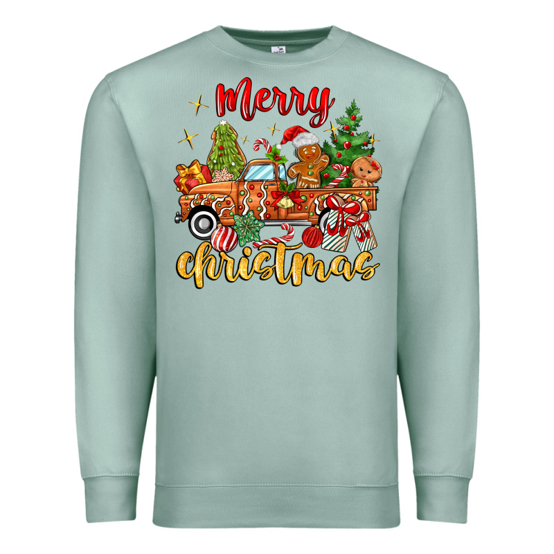 Merry Christmas Gingerbread Truck Premium Sweatshirt by MaliasSmallBusiness | Teevron