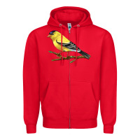 Red American Goldfinch Zipper Hoodie - LillyAllenDesigns