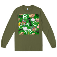 Army Green english class seamless pattern Long Sleeve Tee - BundleAndBundleShop