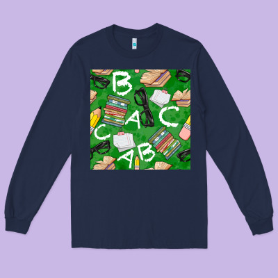 English Class Seamless Pattern Long Sleeve Tee Designed By Bundleandbundleshop