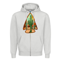 Dove Grey desert cactus arrowhead Zipper Hoodie - Jasminsmagicworld