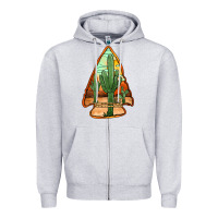 Heather Grey desert cactus arrowhead Zipper Hoodie - Jasminsmagicworld