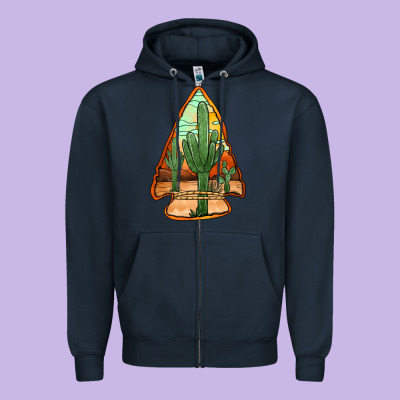 Desert Cactus Arrowhead Zipper Hoodie Designed By Jasminsmagicworld