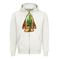 Oatmeal Heather desert cactus arrowhead Zipper Hoodie - Jasminsmagicworld